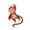 Monkey Hanging on Liana as Game Character Vector Illustration