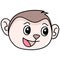 Monkey head logo with a happy smiling crew cut. carton emoticon. doodle icon drawing