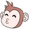 Monkey head in love pouting lips want to kiss, doodle icon drawing