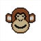 Monkey head with pixel art