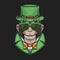 Monkey Head St. patrick`s day vector illustration