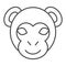 Monkey head thin line icon. Minimal style face symbol, little gorilla or chimpanzee. Animals vector design concept