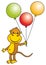 Monkey holding balloons