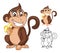 Monkey Holding Banana Cartoon Character