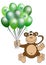 Monkey holding St. Patrick\'s day balloons