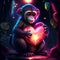 Monkey hugging heart Monkey with a heart. Valentine\\\'s day. 3D rendering AI Generated animal ai