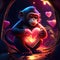 Monkey hugging heart Monkey holding a heart in his hand. Valentine\\\'s Day. AI Generated animal ai