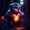 Monkey hugging heart Monkey with a red heart on a dark background. Valentine\\\'s Day. AI Generated animal ai