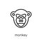 Monkey icon. Trendy modern flat linear vector Monkey icon on white background from thin line animals collection