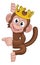 Monkey King Crown Cartoon Animal Pointing At Sign