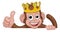 Monkey King Crown Cartoon Animal Thumbs Up Sign