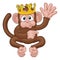 Monkey King Crown Cartoon Animal Waving Pointing