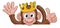 Monkey King Crown Thumbs Up Waving Sign Cartoon