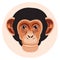 Monkey muzzle in a circle on a white background. Medical concept, fight against monkeypox virus.