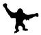 Monkey orangutan vector silhouette illustration isolated on white background.