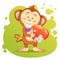 Monkey pet isolated holding heart