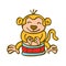 Monkey playing drum cartoon vector