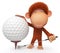 The monkey plays golf