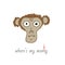 Monkey with question - where`s my money. Vector illustrstion.