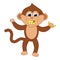 Monkey with rotten teeth very funny and smiling with blue eyes holding a banana - vector