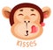 Monkey is sending kisses, illustration, vector