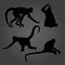 Monkey shadows silhouette set