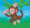 Monkey Singing On Jungle Vines Thumbs Up Cartoon