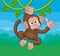 Monkey Singing On Jungle Vines Thumbs Up Cartoon