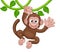 Monkey Singing On Jungle Vines Waving Cartoon