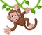 Monkey Singing On Jungle Vines Waving Cartoon