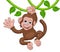 Monkey Singing On Jungle Vines Waving Cartoon