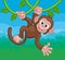 Monkey Singing On Jungle Vines Waving Cartoon