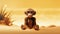 monkey sits on the beach in the sand