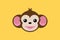 Monkey smile close up face with yellow background