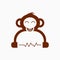Monkey Smile and Headphone Logo Concept. Animal, Flat, Modern, Negative Space and Minimalist Logotype