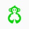 Monkey Smile and Tree Logo Concept. Negative Space, Minimalist, Flat and Combinaton Logotype