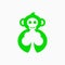 Monkey Smile and Tree Logo Concept. Negative Space, Minimalist, Flat and Combinaton Logotype