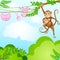 Monkey Swinging with Kid