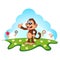 Monkey with thumb cartoon in a garden for your design