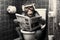 Monkey on Toilet Reading Newspaper, generative Ai,