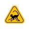 Monkey warning sign, caution monkey sign yellow, monkey hazard symbol, triangle monkey warning sign