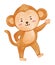 Monkey . Watercolor paint design . Cute animal cartoon character . Raise hand position . Vector