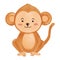 Monkey . Watercolor paint design . Cute animal cartoon character . Sitting position . Vector