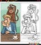 Monkey on your back proverb cartoon coloring book page