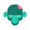 Monkey zombie. Gorilla green Undead. Vector illustration