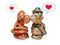 Monkeys from clay pottery kissing. Love concept.