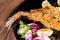 Monkfish au gratin dish with composition