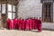 Monks in the dzong of trongsa