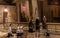 The monks after finishing prayer leave main altar of Church of the Annunciation in the Nazareth city in northern Israel