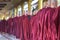 Monks line up to receive lunchtime food offerings at Kyaly Khat Wai Monastery